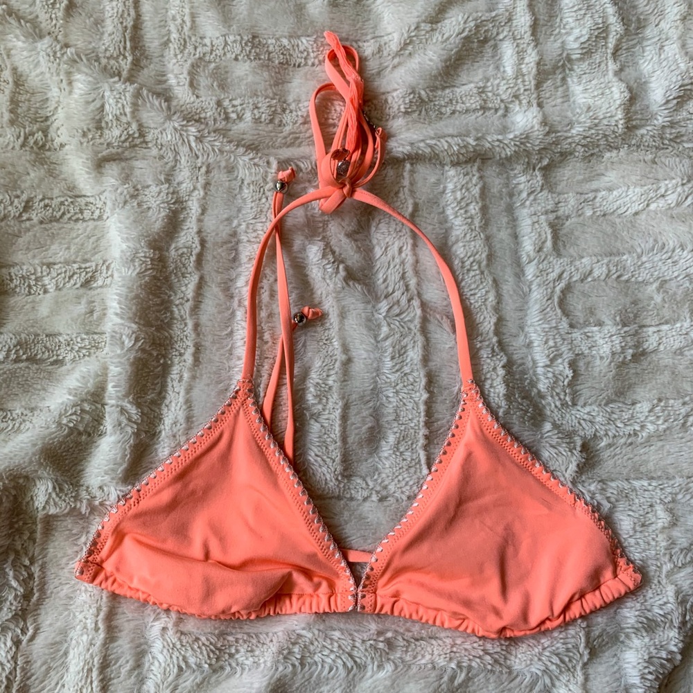 Neon Orange String Bikini Top
